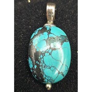 Southwestern Sterling Silver 925 Handmade Teardrop Pendant With‎ Turquoise...
